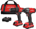 Professional 20V Cordless Drill and Impact Driver Set with 2 Batteries, Charger, LED Light, Bits & Bag