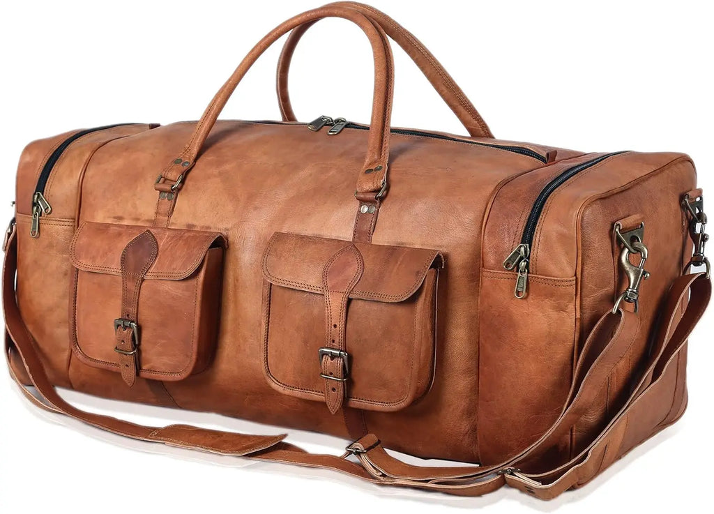 Large 32 inch duffel bags for men holdall leather travel bag overnight gym sports weekend bag