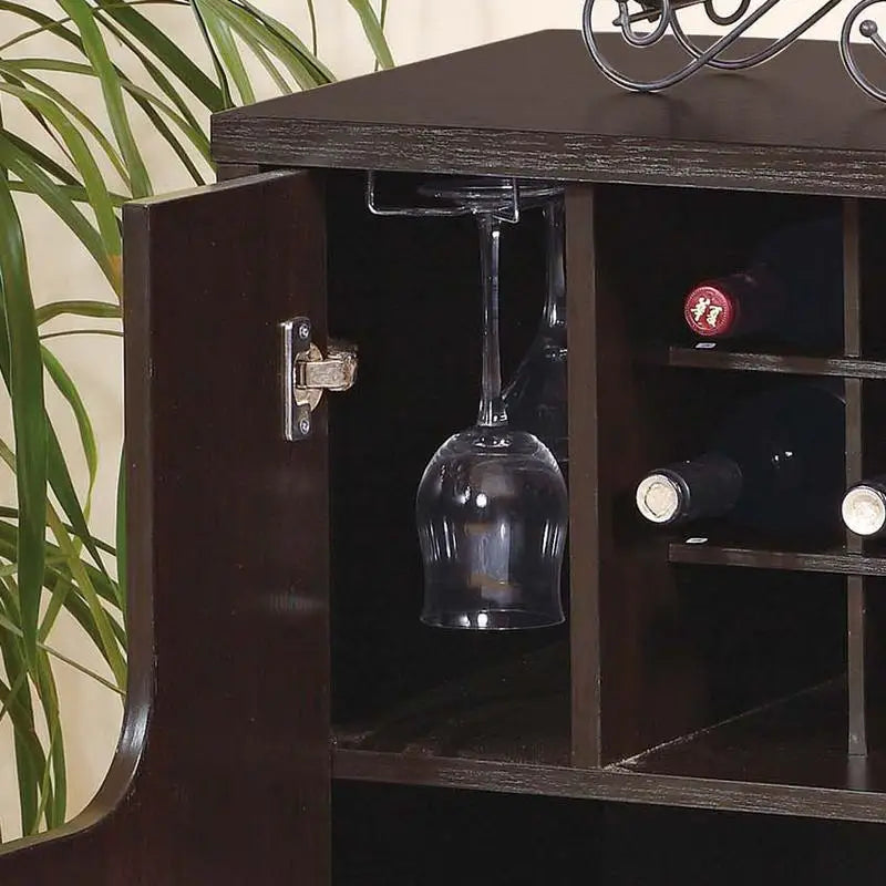 Red Cocoa Wine Cabinet with 2 Doors, Removable Wine Bottle Rack, Metal Glass Racks, 4 Shelves, Stylish Storage Solution