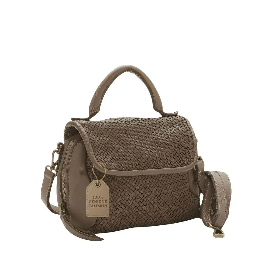 Top Handle Genuine Leather Small Crossbody Bag for Women Handcrafted Calfskin Italian Leather Purses