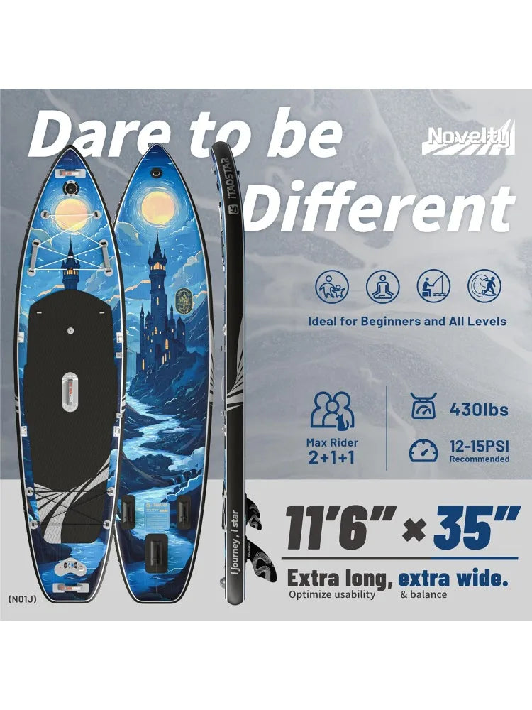 11'6" x 35" Inflatable Stand Up Paddle Board with Seat- Stable SUP Board for Adults - Portable Paddleboard for Yoga, Sur