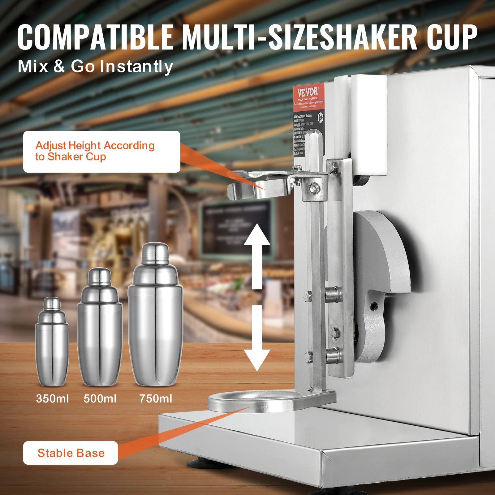 SucceBuy Milkshake Maker Machine 120W Commercial Milk Tea Shaker Machine Single Head Milk Shake Mixer Machine
