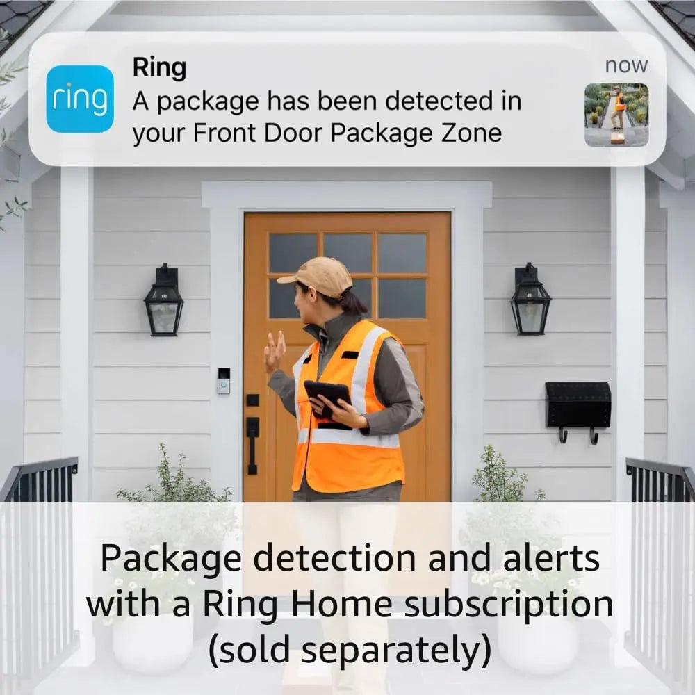 Smart Video Doorbell with Battery, Two-Way Talk, Motion Alerts for Home Security in Satin Nickel