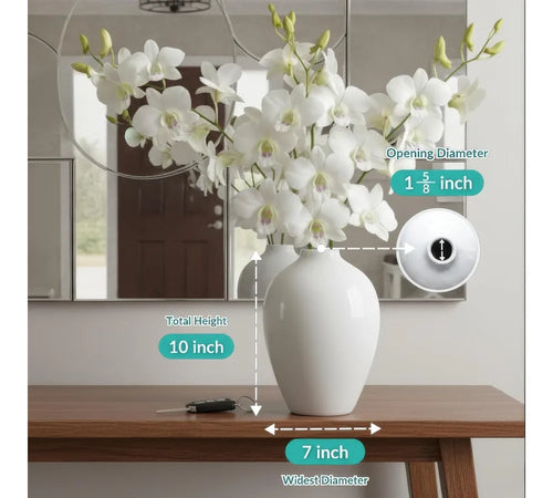 10 Inch Glossy White Porcelain Vase - Tall Ceramic Home Decor for Pampas Grass, Modern Centerpiece