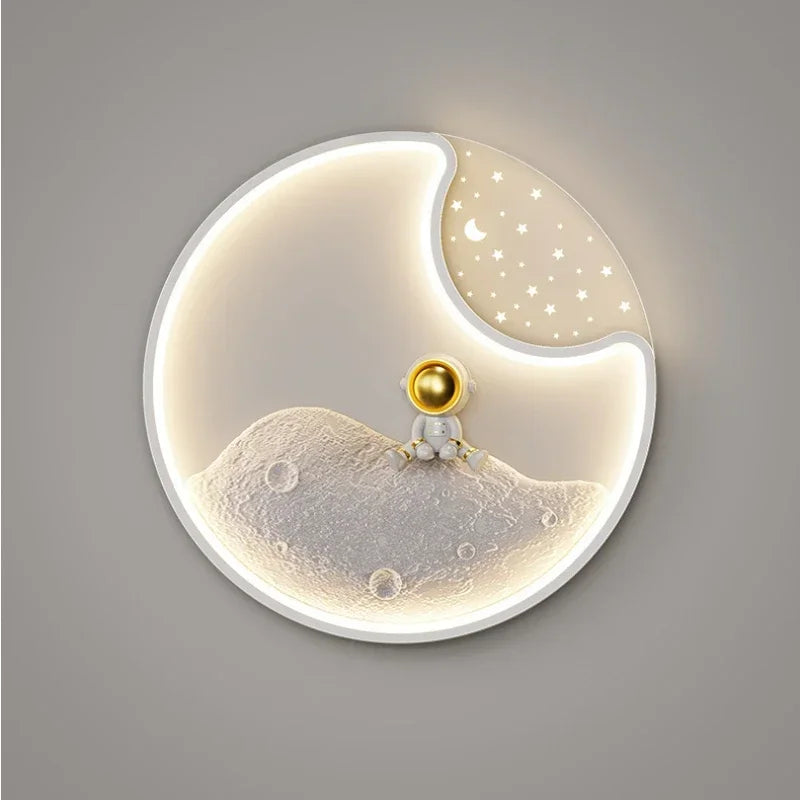 Modern Children's Room Astronaut LED Ceiling Light Bedroom Pendant Light Baby Cartoon Astronaut Moon Home Ceiling Light Fixture
