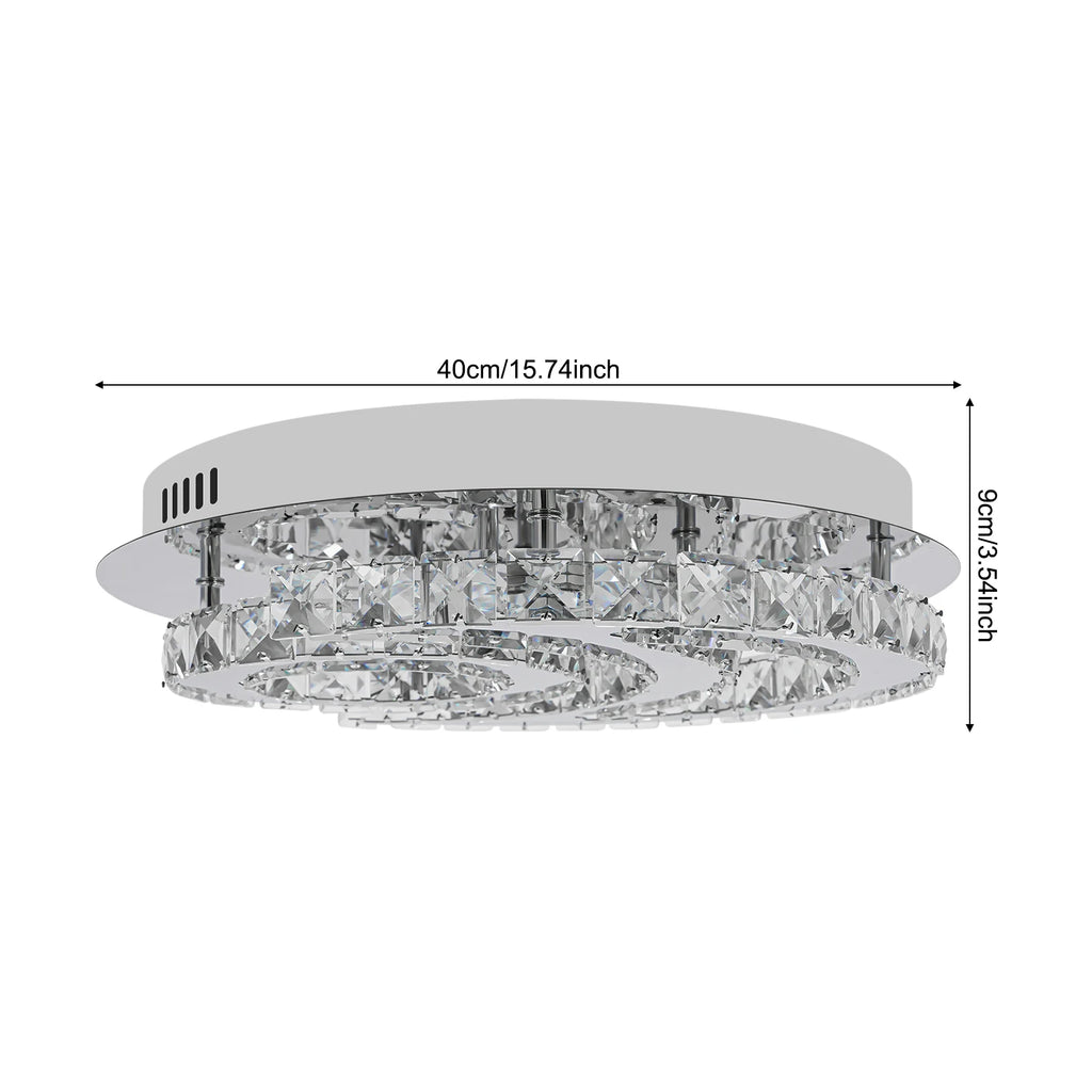 27.17*19.29*19.29in Ceiling Light Silver Flush Mount Ceiling Lamp Moon Shape Crystal Chandelier for Living Room Bedroom