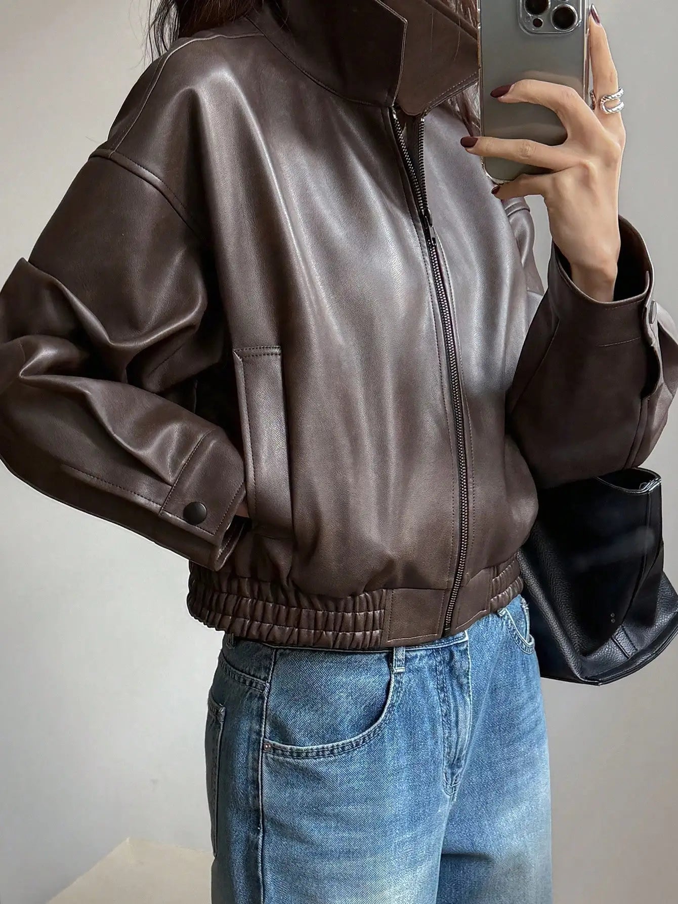DAZY Spring New Vintage Leather Jacket Short Women Regular Jacket For Valentine's Day,Fall Clothes