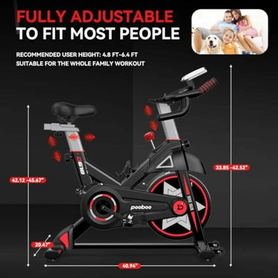 Exercise Bike Stationary Bike for Home Gym Indoor Cycling Bike with Comfortable Seat Cushion and Tablet Mount Silent Belt Drive