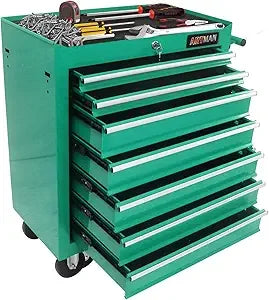 Tool Chest with 7 Drawers, Sturdy Multifunctional Mechanic Tool Storage Cabinet with Lockable Wheels Keys Portable