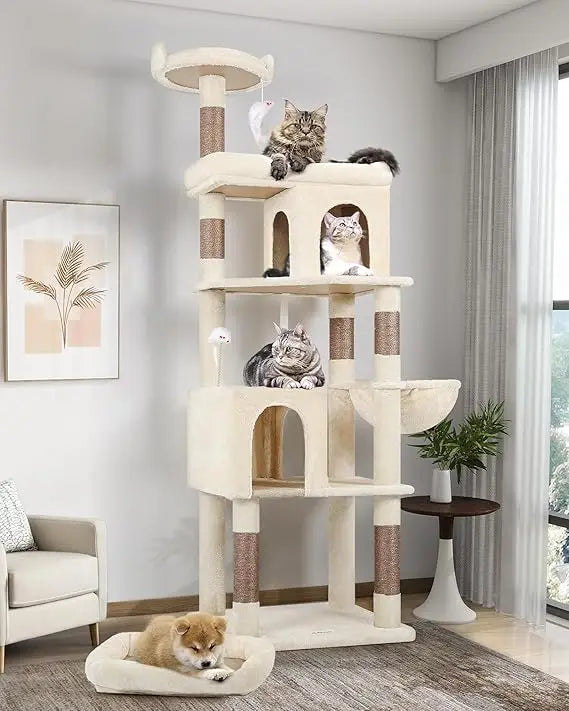 Heavy Duty Cat Trees for Large Cats, Sturdy 72in Maine Coon Cat Tree for Large 20 lbs+ Heavy DutyTower for Ad