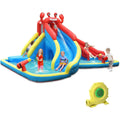 Iatable Water Slide, Crab Theme Kids Waterslide Park Outdoor with Dual Slides for Racing Fun/Climbing/Hide&Seek Cave, Blower, Bl