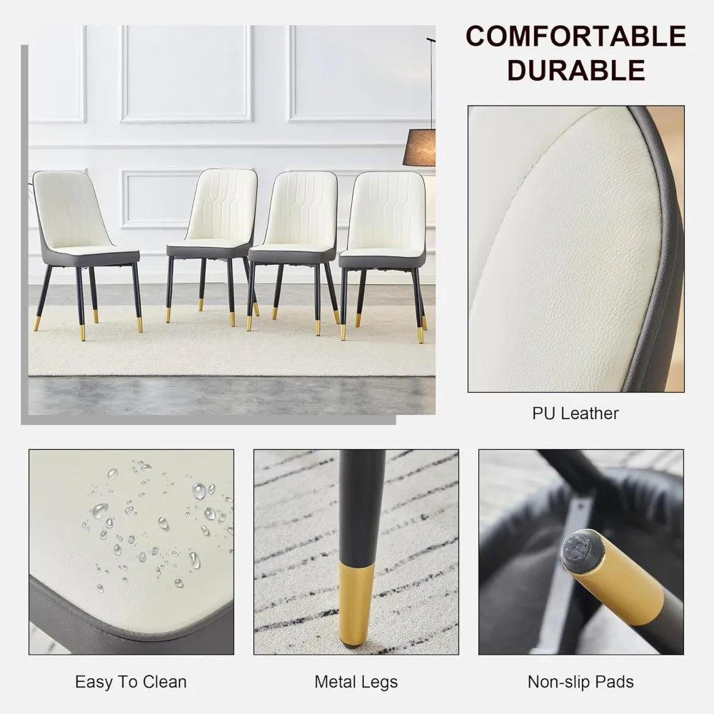6-Seat Dining Table Set with Sintered Stone Top and Contemporary Chairs