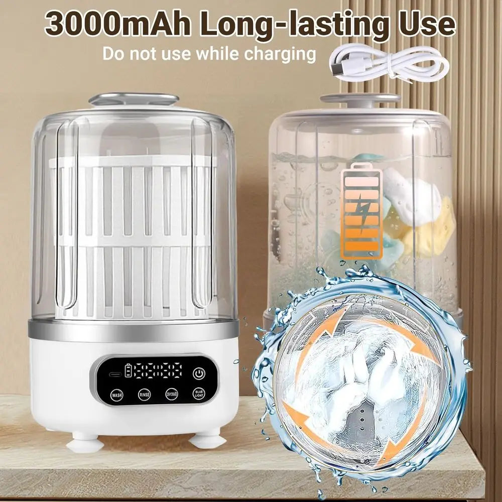 3L Portable Washing Machine, 3-in-1 Washer-Dryer Combo, Mini Underwear-Specific Washer, 3000mAh Laundry Machine for Apartments,