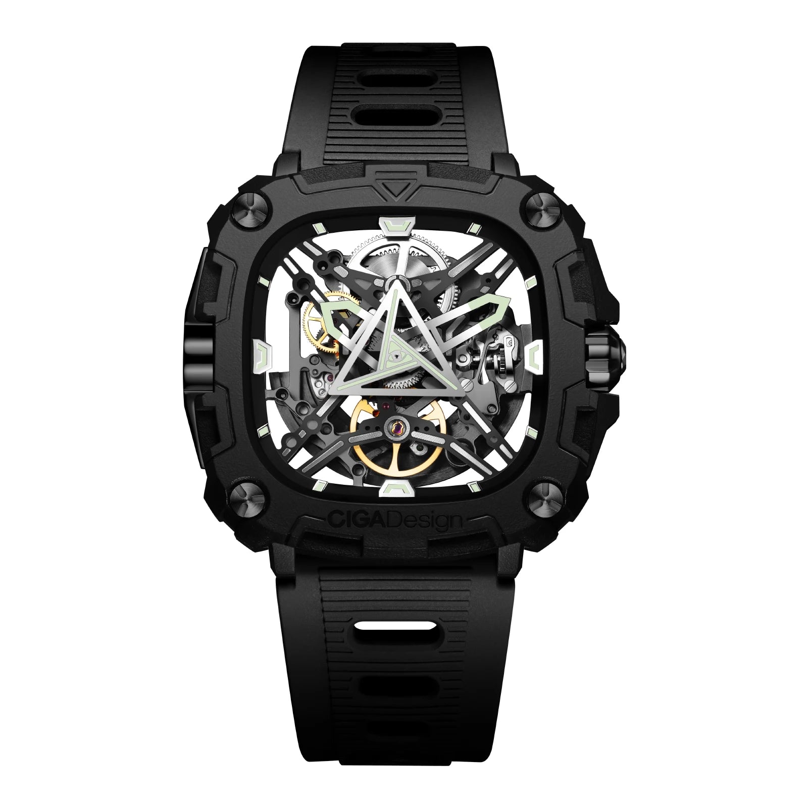 CIGA Design Skeleton Watches Luminous Automatic Movement 2024 Series X Eye Of Horus Fashion Male Black Mechanical Wrist Watch