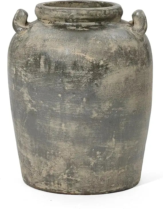 Vintage Ceramic Flower Vase, 15'' Tall Farmhouse Jug Brown Large Vases for Room Decor, Rustic Terracotta Vase Entry Way