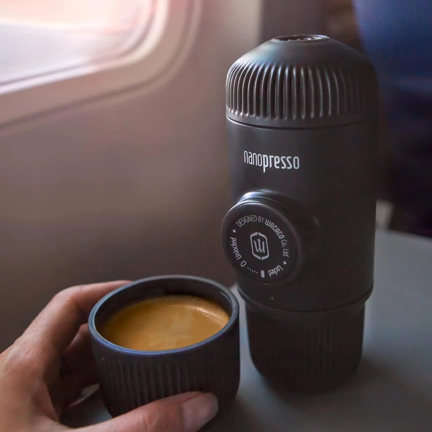 Nanopresso Portable Espresso Maker with NS Adapter, Compatible with NS Capsules & Ground Coffee, Travel Coffee Machine for Campi