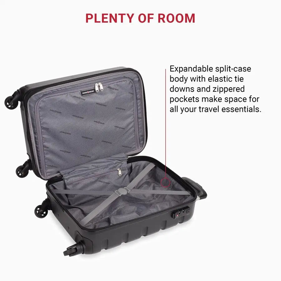 Hardside Expandable Luggage with Spinner Wheels, Black, CarryOn 19Inch