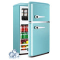 3.2 Cu.Ft Retro Double Door Refrigerator with Freezer for Dorm Office Bedroom Apartment 7 Adjustable Temperature Settings Remov