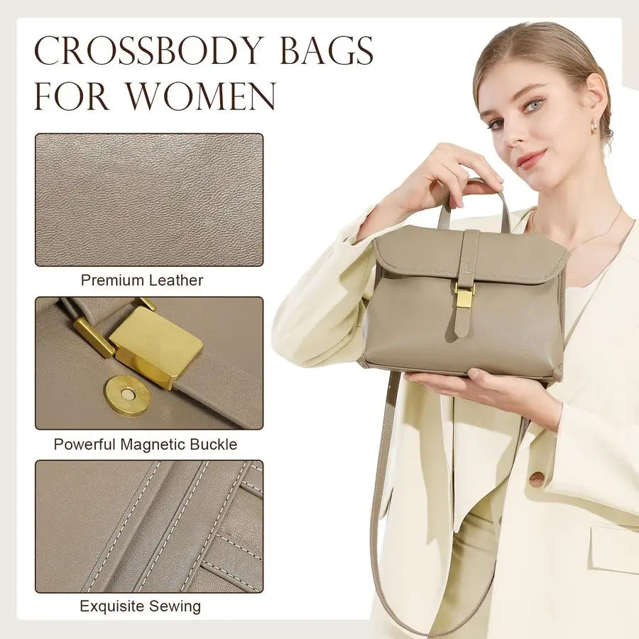 Leather Crossbody Bags for Women, Soft Handbags Shoulder Bag Top Handle Bag for Women