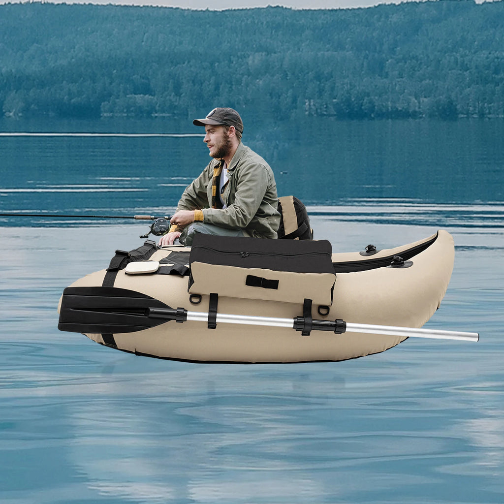 Portable Inflatable Fishing Boat 286lbs Load Adjustable Seat with Pump Oar & Bag for Lake River Ocean Fishing/Camping