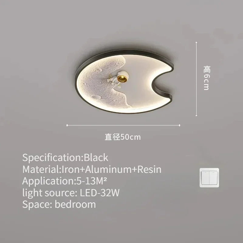 Modern Children's Room Astronaut LED Ceiling Light Bedroom Pendant Light Baby Cartoon Astronaut Moon Home Ceiling Light Fixture