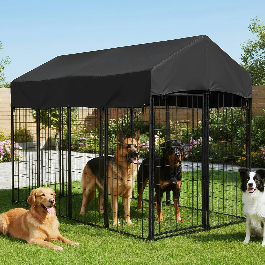 Outdoor Secure Wire Crate Kennel Anti-Rust Heavy Duty Welded Wire Steel Dog Playpen Fence Steel Material for Small/Medium Dogs