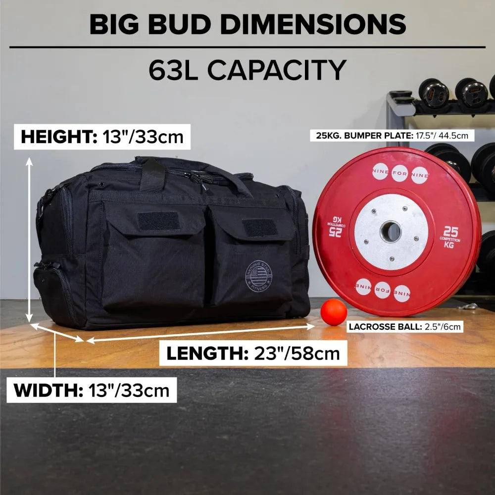 Heavy Duty 1000D Nylon Duffel Portable outdoor exercise travel fitness Bag (Black - Big Bud)