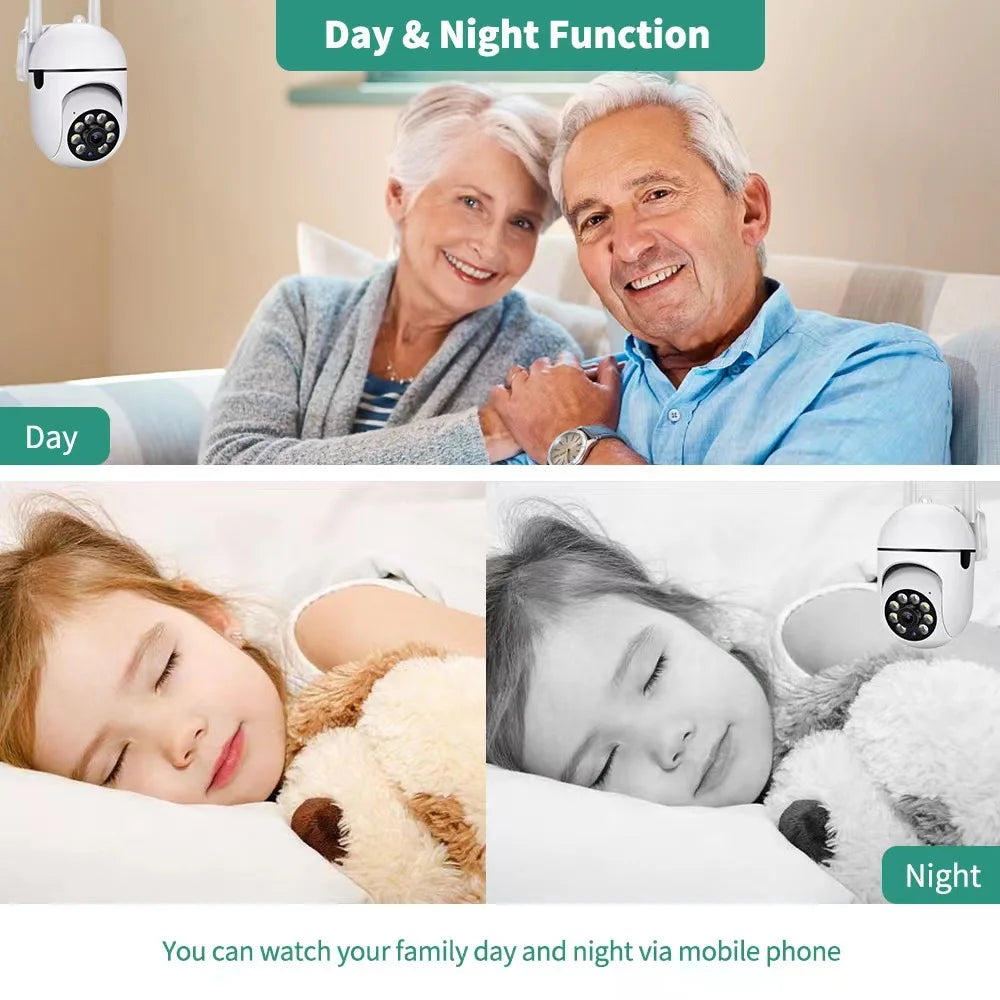 Camera WiFi System: High-definition 1080P home security cameras featuring two-way audio, color night vision, motion tracking, US