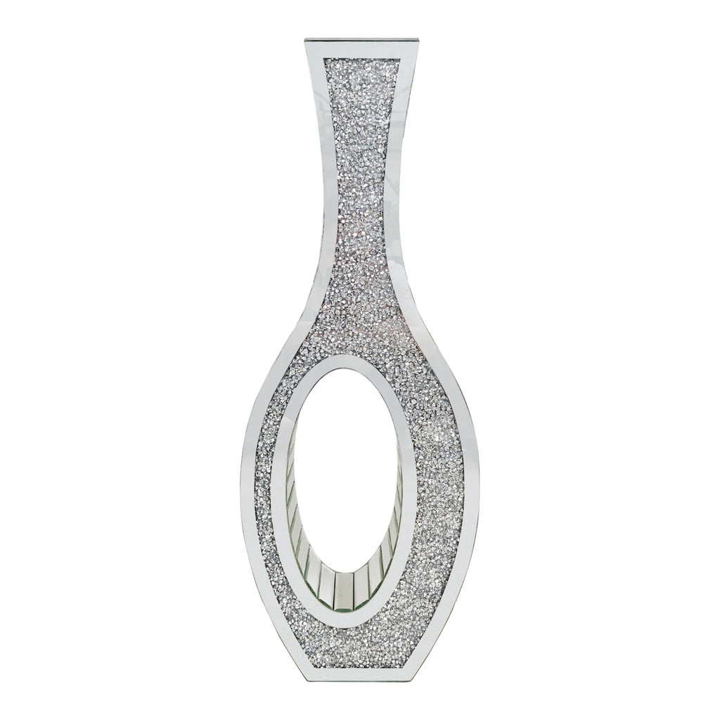 Designed Modern Flower Vase Silver Crystal Mirrored Floor Vase Home Decorative Standing Flower Vase