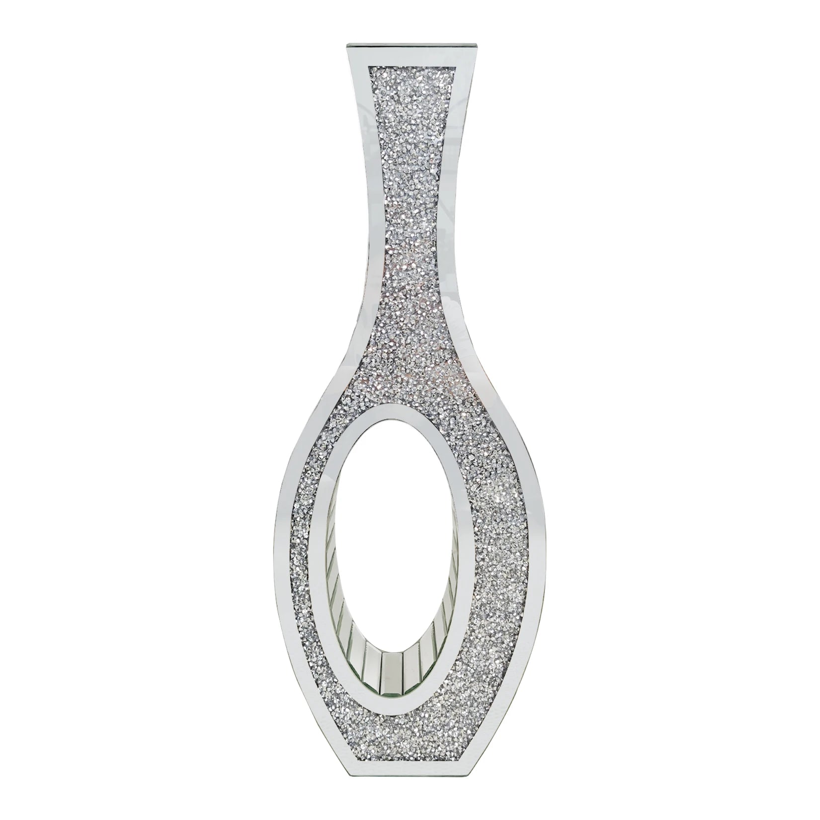 Designed Modern Flower Vase Silver Crystal Mirrored Floor Vase Home Decorative Standing Flower Vase