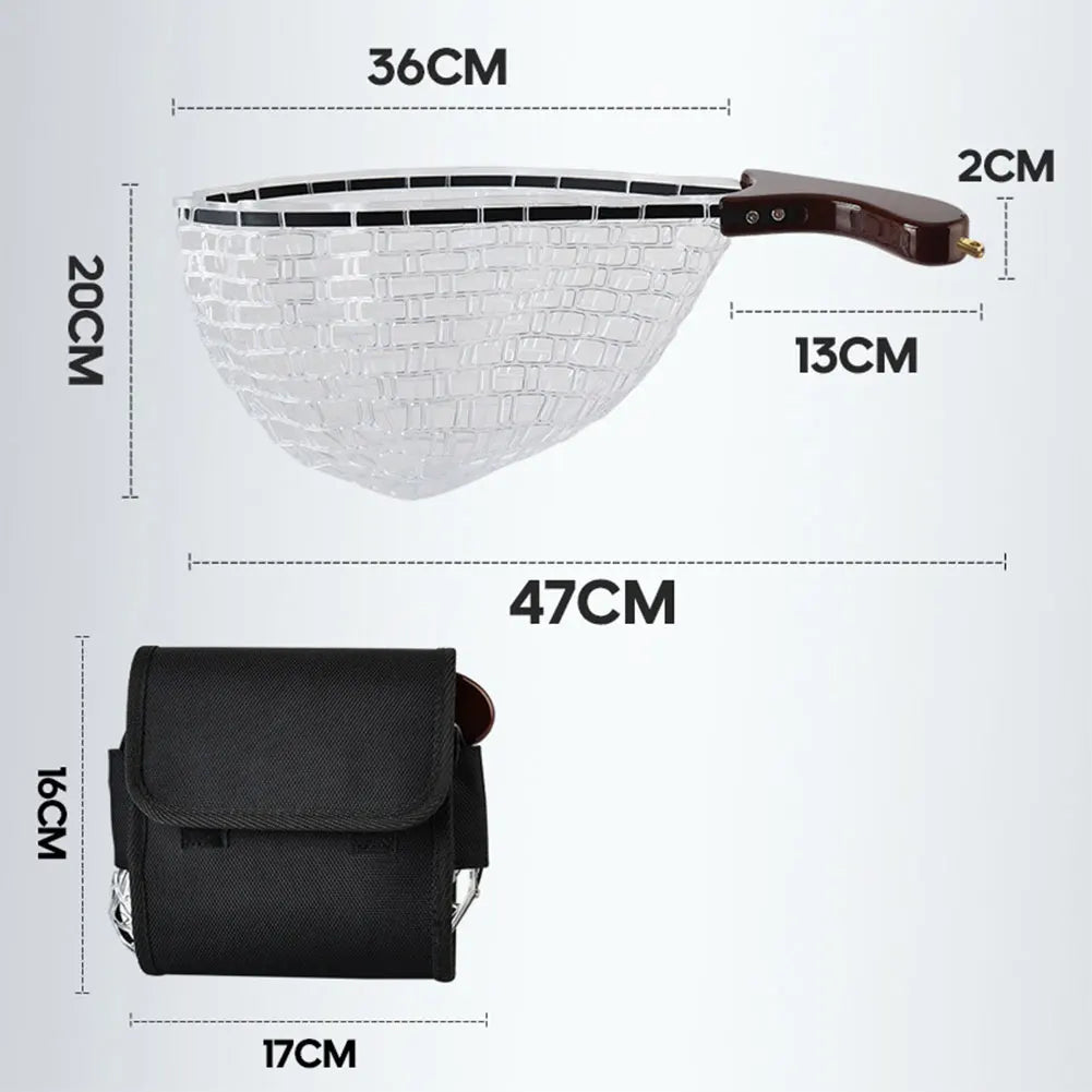 Fishing Landing Net Wooden Handle Collapsible Fish Net Fly Fishing Net Outdoor Fishing Tool