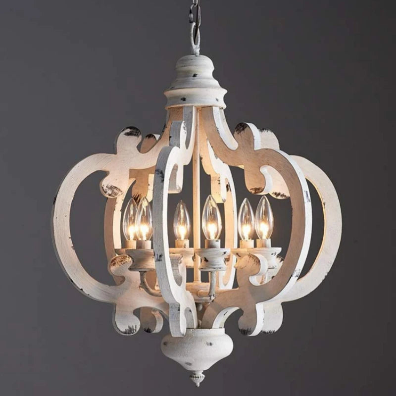 Vintage Wood Led Chandelier Lighting for Living Room Bderoom Kitchen Chandeliers Farmhouse Loft Retro Indoor Lamp Lights Fixture