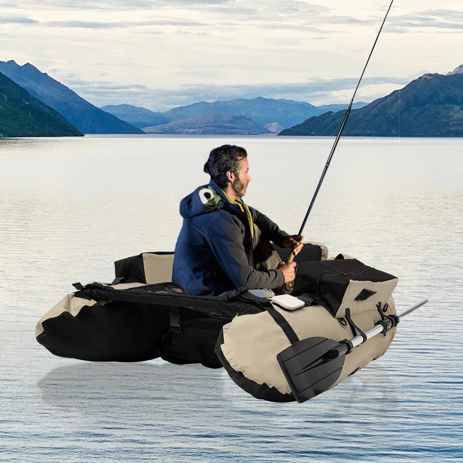 Portable Inflatable Fishing Boat 286lbs Load Adjustable Seat with Pump Oar & Bag for Lake River Ocean Fishing/Camping