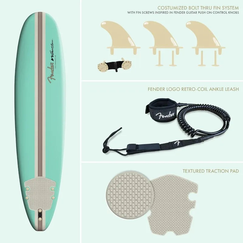 Collaboration 8ft Surfboard | Graphic top Deck with high Density Slick Bottom | for Kids and Adults | Foam Construction