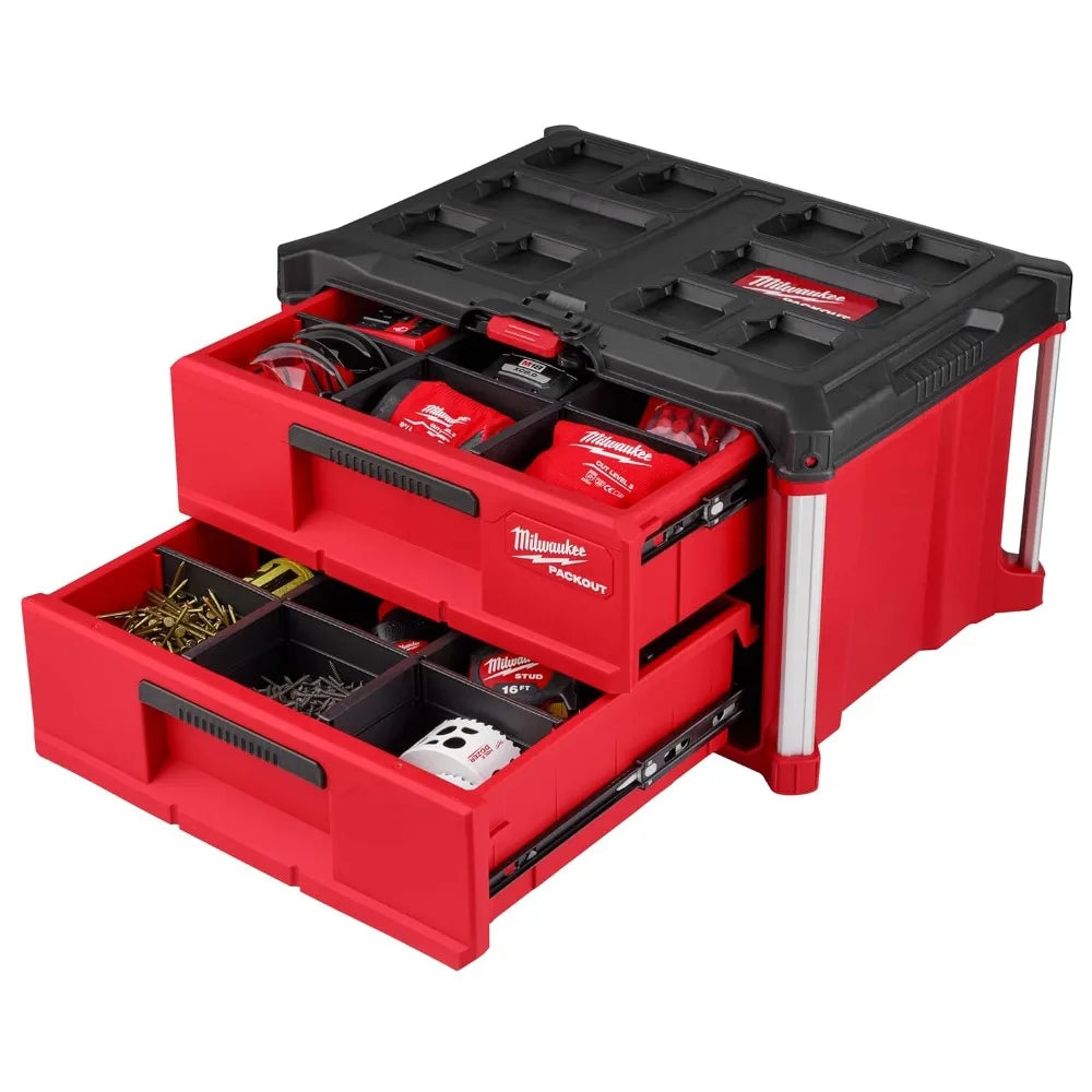 Two-Drawer Portable Toolbox with PACKOUT System for Versatile Storage and Organization