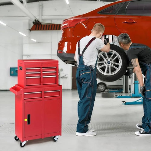 4-Drawer Rolling Tool Chest with Wheels & Lock, Tool Box with Large Storage Cabinet and Adjustable Shelf,