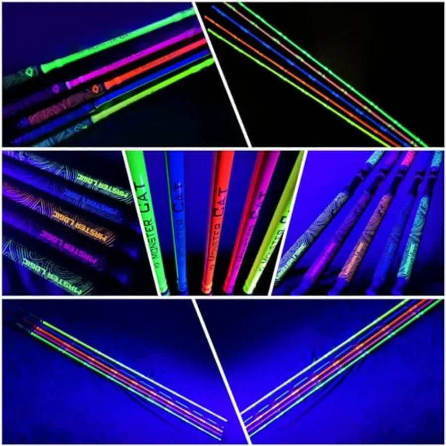 1 Piece 7' Glow with Black Light Monster Catfishing Casting Rod for Heavy Duty Fishing in Dark Waters Medium Power Rod with Enh