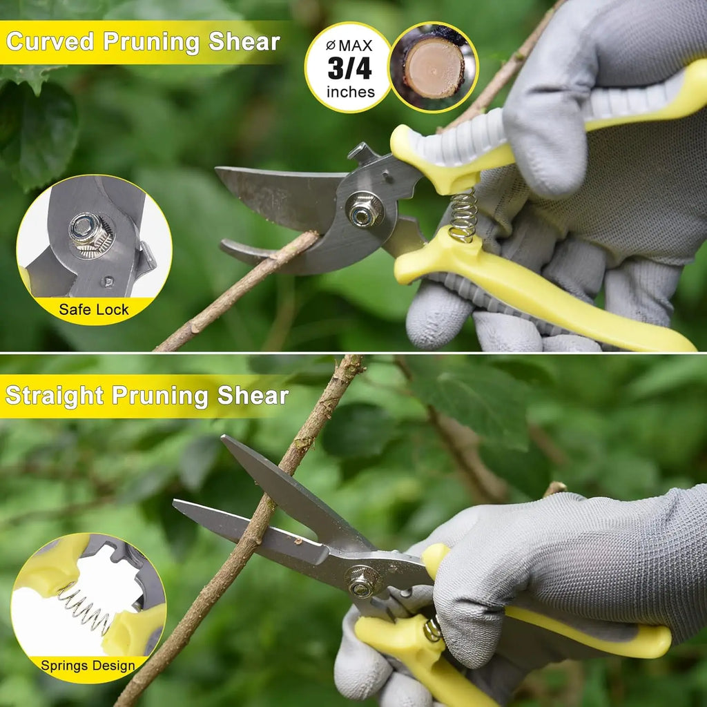 10-Piece Stainless Steel Heavy Duty Gardening Tool Set with Bag and Gloves for Digging Planting Pruning
