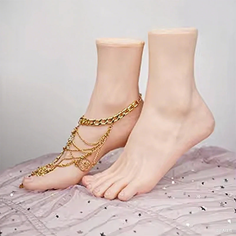 MALETOFE Female Silicone Foot Large Size Model Sock Shoes Jewelry Photograph Display New Design Nail Art Practice