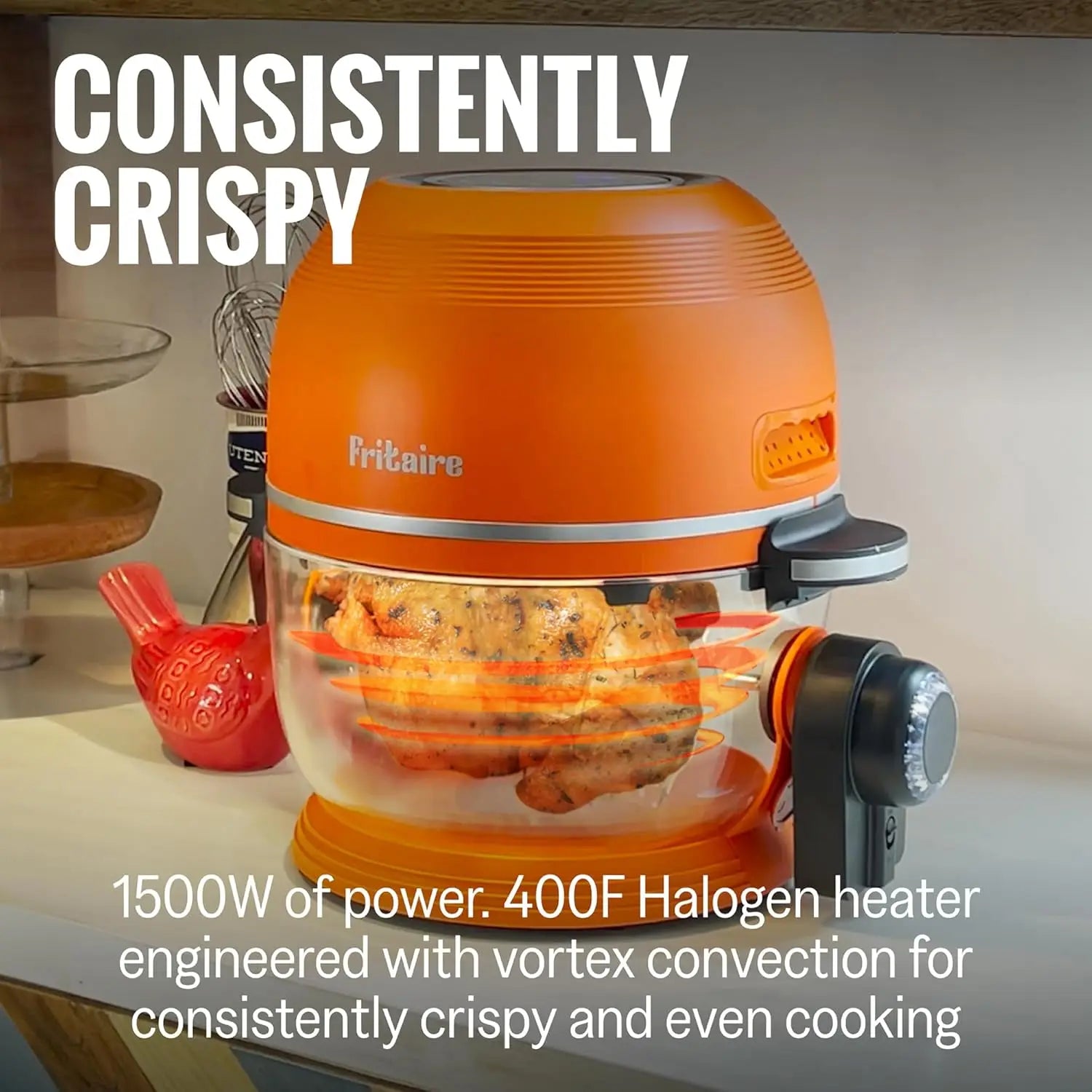 Large 5 Quart Air Fryer Halogen Infrared Convection Oven Multicooker Quick Healthy Meals Defrost Roast BBQ Oil-Free 1200W