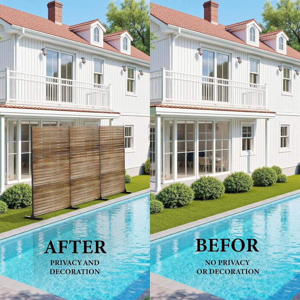Metal Privacy Screen 72" H x 47" W, Privacy Screens and Panels, Freestanding Decorative Fence , 1 Panel Outdoor Divider