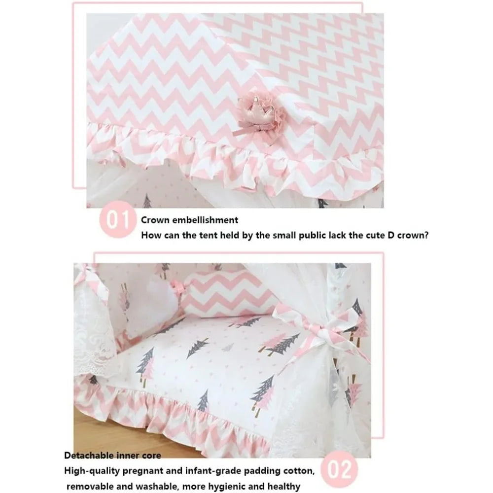 Luxury Pet Bedding with Warmth for Cats and Dogs, Elevated Sleep Solutions, Winter Comfort, Starry Night Design, Easy Litter Acc