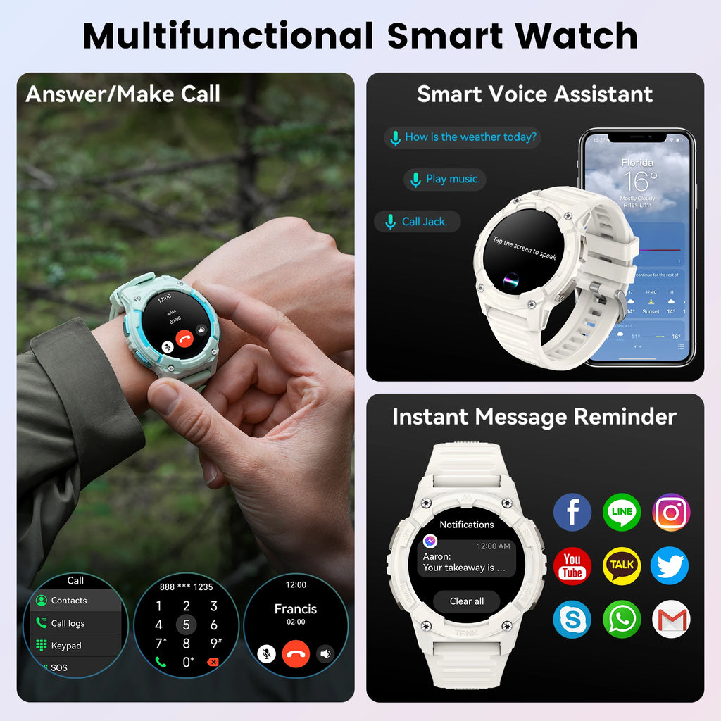 KOSPET TANK S2 GPS Smart Watches For Women Altimeter Barometer Compass Bluetooth Call AMOLED IP69K Waterproof Digital Smartwatch