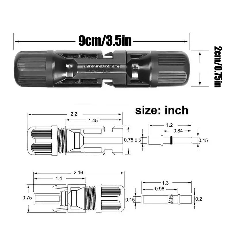 Solar Panel Cable Connectors 10 Pairs Solar Extension Cable Connectors Waterproof Dustproof Connector Solar Cable Parallel