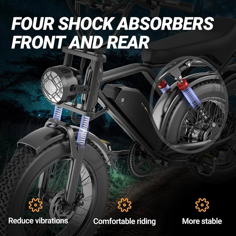 Adult Fat Tire Electric Dirt Bike - 500W/750W, 48V 13.5AH/18AH Battery, 16/20 Tires, Up to 31MPH, 40-70 Mile Range，Customized
