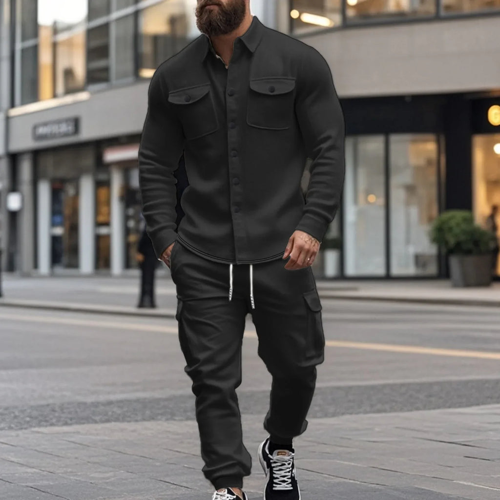 Outdoor Tactical Hunting Jacket for Men, American Heavy Heavy Men's Overalls, lined with Sports Pants, Shirt, 2 Sets