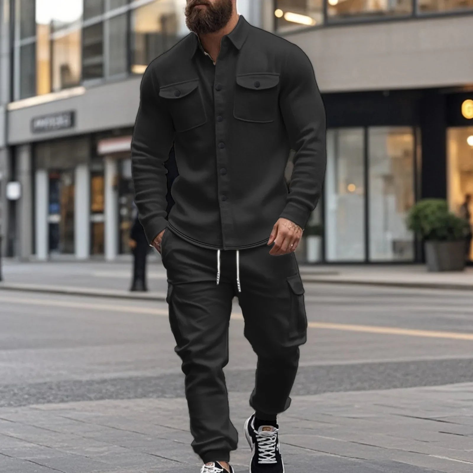 Outdoor Tactical Hunting Jacket for Men, American Heavy Heavy Men's Overalls, lined with Sports Pants, Shirt, 2 Sets