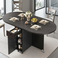 Space-Saving Foldable Dining Table for 4 with Storage Drawer and Shelf, Drop Leaf Design for Small Kitchen Spaces
