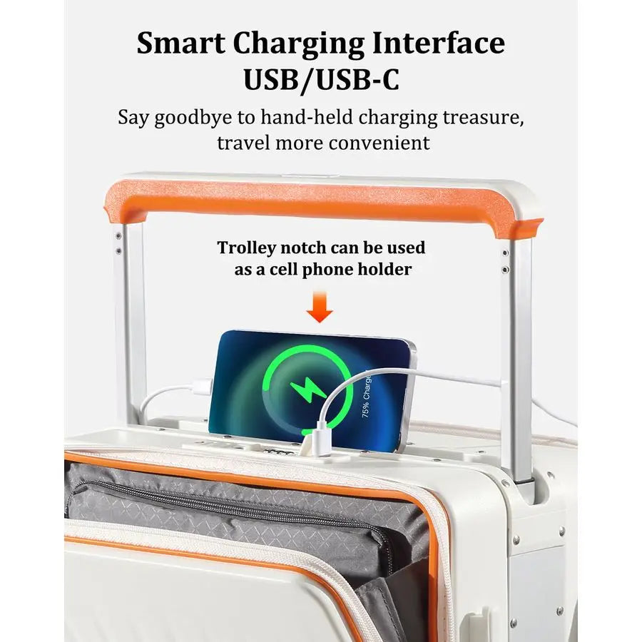 on Luggage Airline Approved with Charging Port, Lightweight Hardside 20 Inch Carryon Suitcase with TSA Lock and Spinner Wheels W