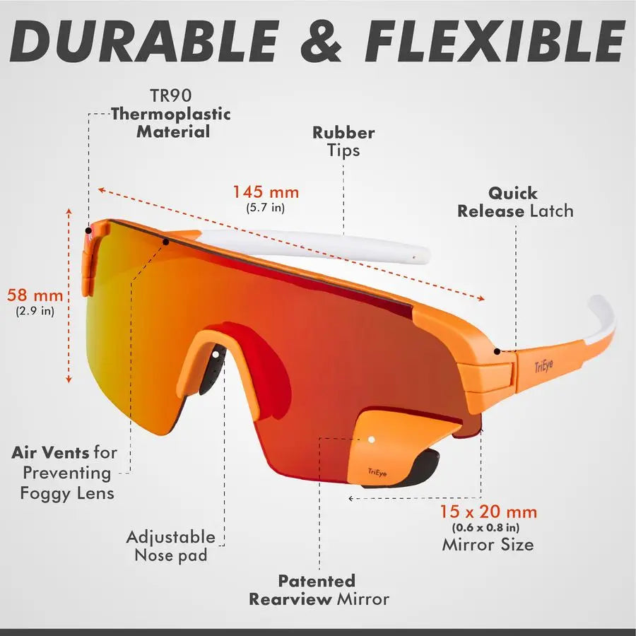 Cycling Glasses with Rearview Mirror Sports Sunglasses for Men amp Women UV400 Protection